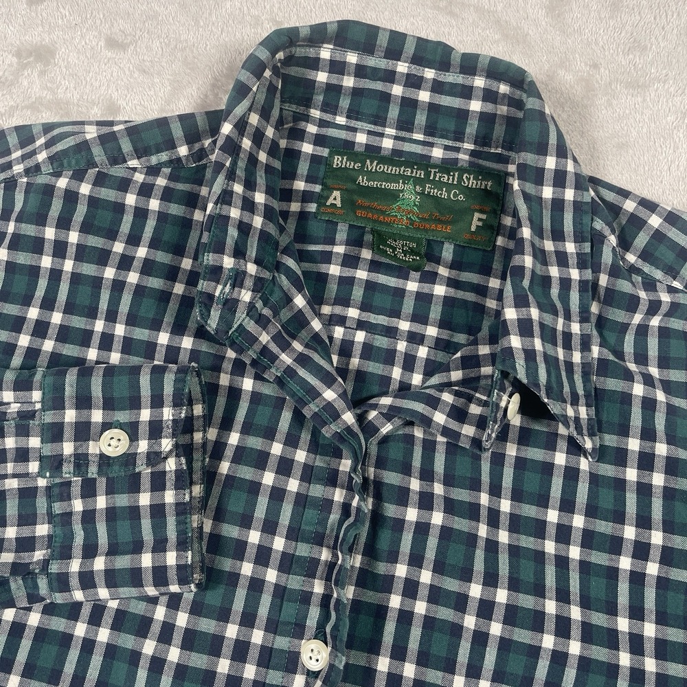 VTG Abercrombie & Fitch Blue Mountain Trail Plaid Button Down Shirt Y2K Men's M